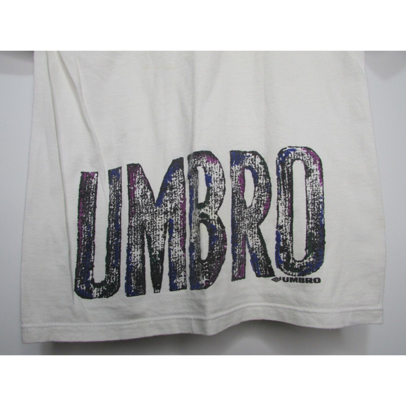Men's Vintage Umbro White Graphic Short Sleeve T-shirt Size Small Made In USA - Picture 4 of 6